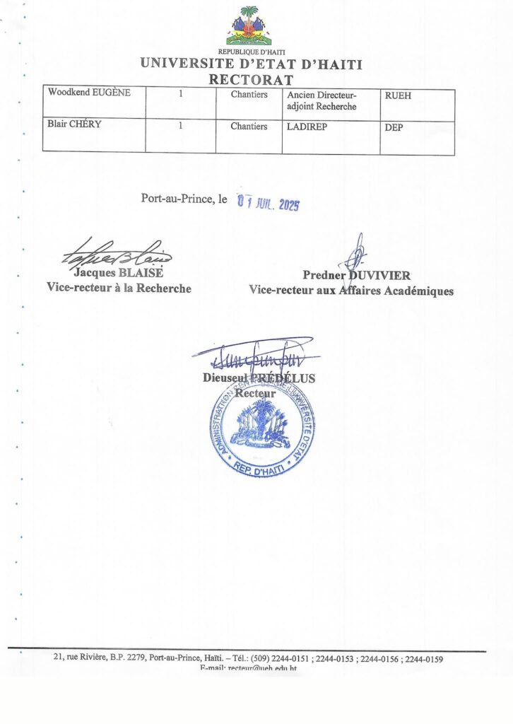 Prix des contributeurs aux revues scientifiques de l’UEH : douze membres de la communauté universitaire nominés 3 IMG 20250702 WA0013 Prix des contributeurs aux revues scientifiques de l’UEH : douze membres de la communauté universitaire nominés