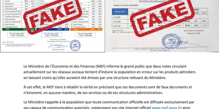 Le MEF met en garde contre de faux documents sur les produits pétroliers