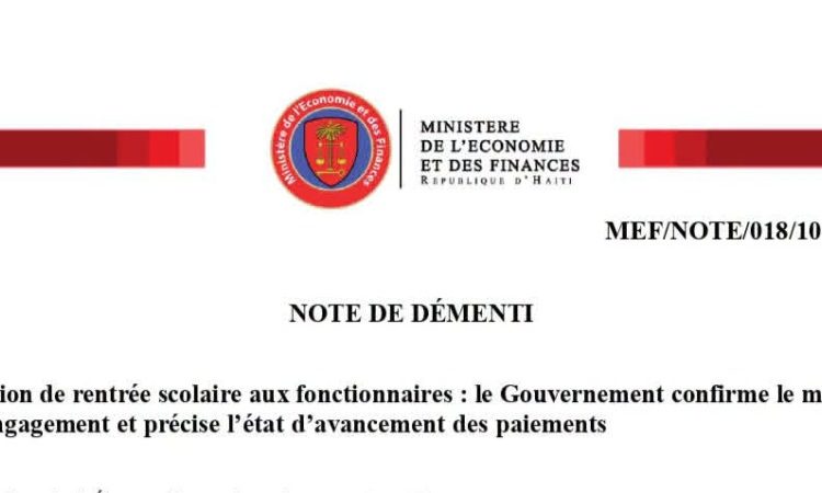 Le MEF dément les rumeurs et rassure les fonctionnaires publics sur la subvention scolaire 1 FB IMG 1792378585719 Le MEF dément les rumeurs et rassure les fonctionnaires publics sur la subvention scolaire